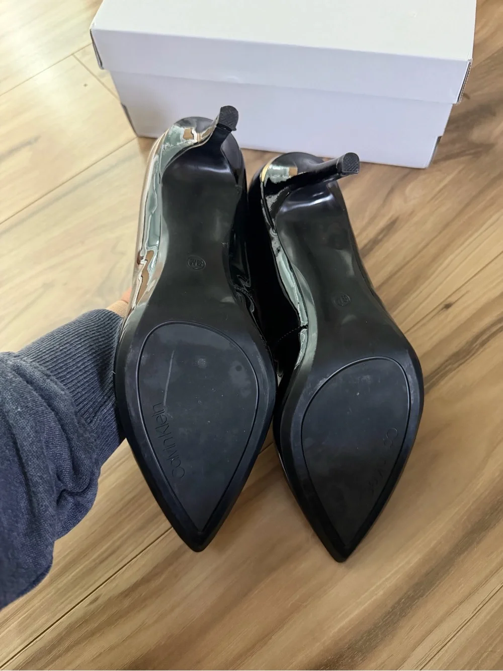 Calvin Klein Gayle Black Patent Pointed-Toe Pumps 8